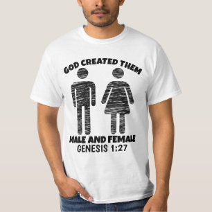 GOD CREATED MALE AND FEMALE CHRISTIAN T-SHIRTS
