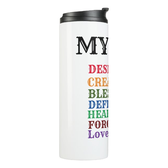 ** God Created Me** Thermal Tumbler (Rotated Left)