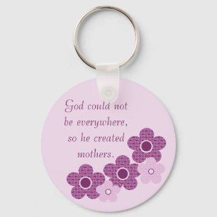 God Created Mothers Flower Keychain, Lavender Key Ring