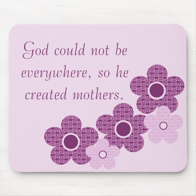 God Created Mothers Flower Mousepad, Lavender Mouse Mat (Front)