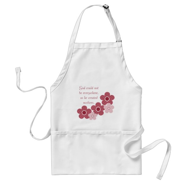God Created Mothers Patterned Flower Apron, Pink Standard Apron (Front)