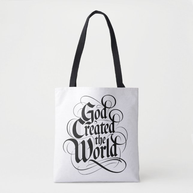 God Created the World Tote Bag (Front)