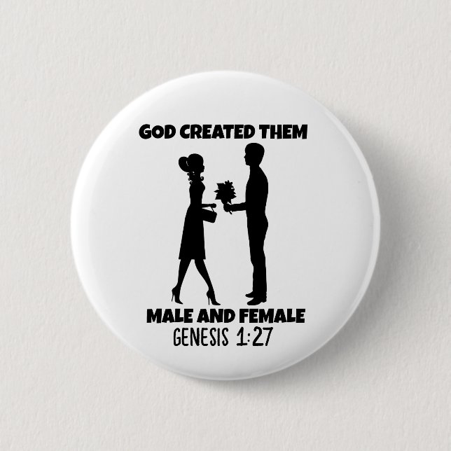 GOD CREATED THEM MALE AND FEMALE BUTTONS (Front)