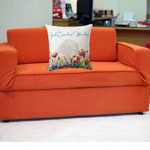 -God Creates Wonders - Floral Faith Throw Pillow