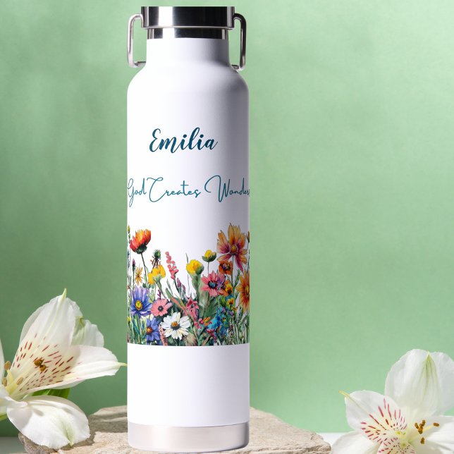 God Creates Wonders Personalised Water Bottle 22oz (God Creates Wonders
a beautiful testament to life's vibrant journey.  Carry it with you wherever you)