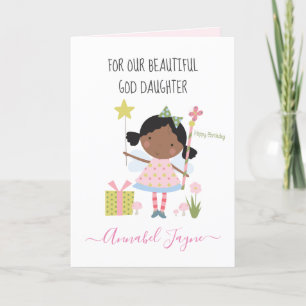 God daughters birthday fairy pink whimsical card