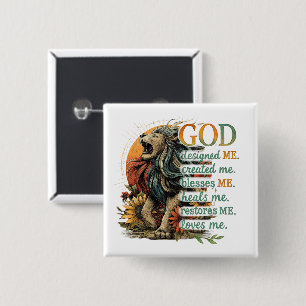 God Designed Me... 15 Cm Square Badge