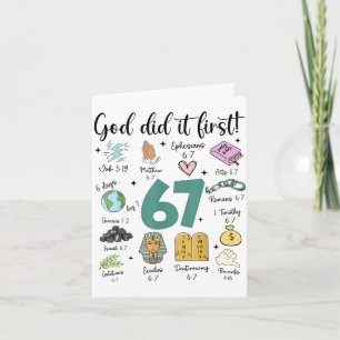 God Did It First 67 Meme Retro Christian Funny Fai Card