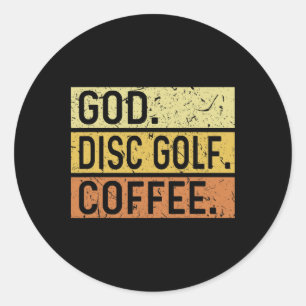God Disc Golf Coffee Jesus Frisbee Disc Golfer Classic Round Sticker