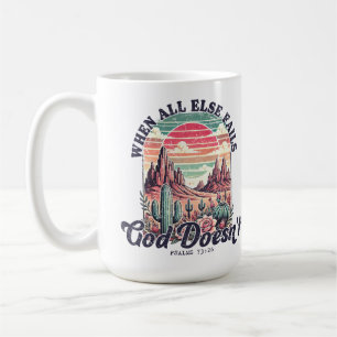 God Doesn't Fail Vintage Desert Christian Coffee Mug