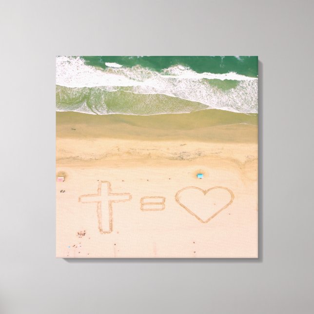 God equals LOVE, Jesus is Love, beach ocean cross Canvas Print (Front)