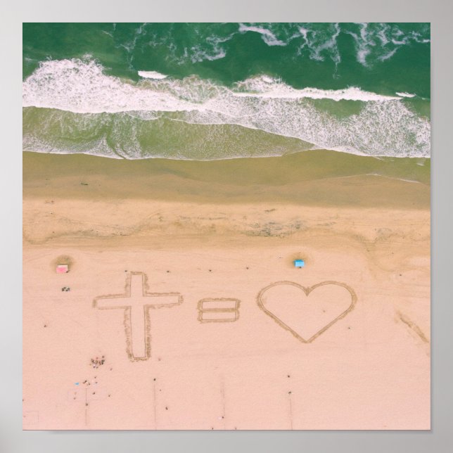 God equals LOVE, Jesus is Love, beach ocean cross Poster (Front)
