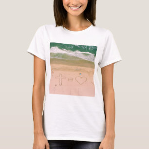 God equals LOVE, Jesus is Love, beach ocean cross T-Shirt