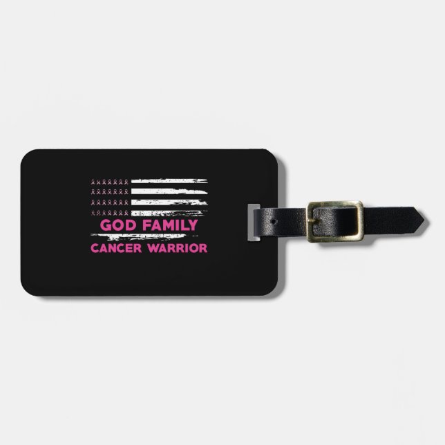 god family breast cancer awareness luggage tag (Front Horizontal)