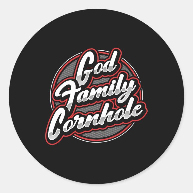 God Family Cornhole Classic Round Sticker (Front)