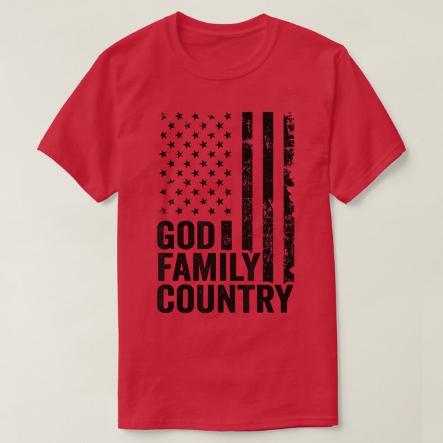 God Family Country4th July Christian Patriotic USA T-Shirt (Design Front)