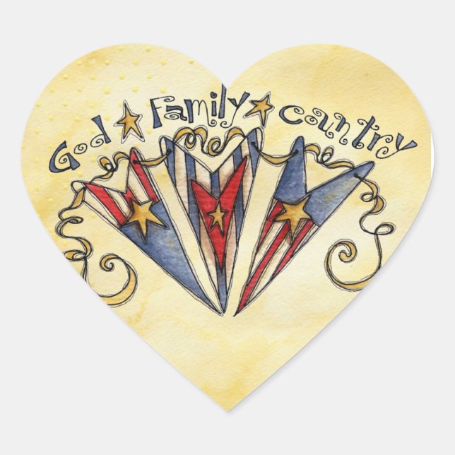 God Family Country America Heart Sticker (Front)