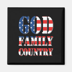 God Family Country America Us Flag Proud Memorial  Magnet