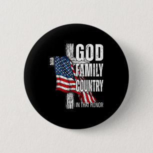 God Family Country American Flag Christian Patriot 6 Cm Round Badge