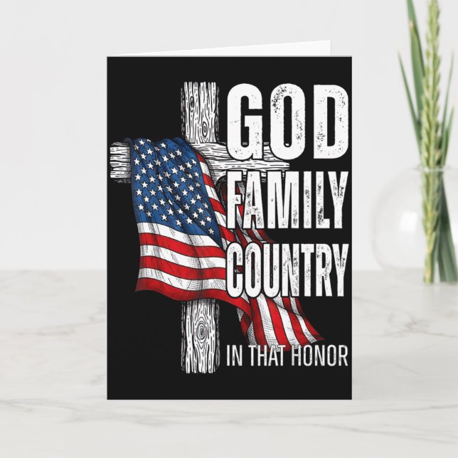 God Family Country American Flag Christian Patriot Card (Front)