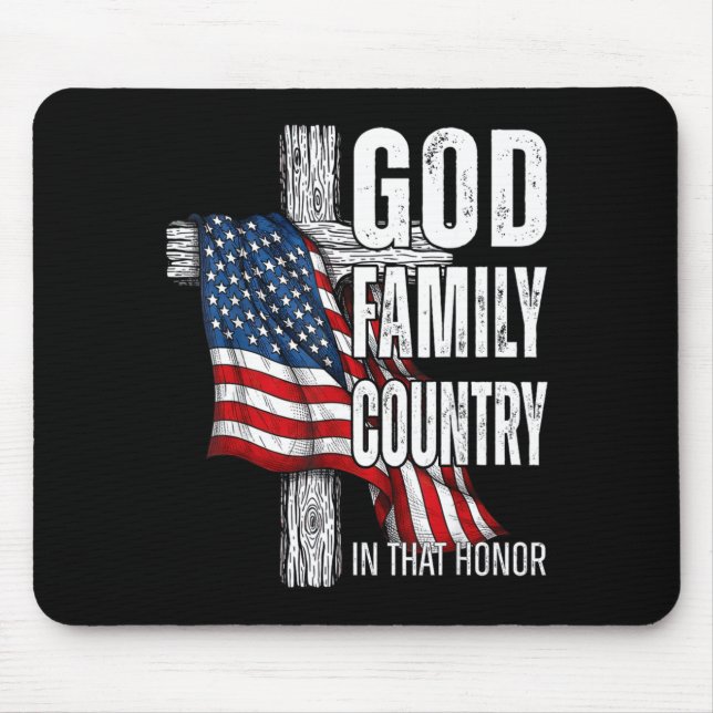 God Family Country American Flag Christian Patriot Mouse Mat (Front)