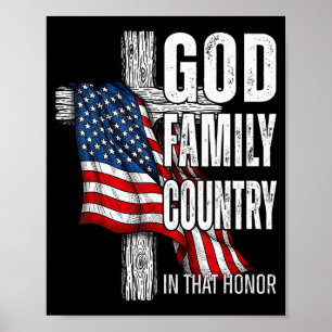 God Family Country American Flag Christian Patriot Poster
