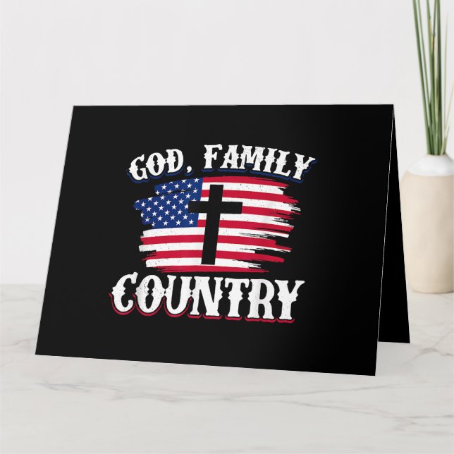 God Family Country American Flag Cross Christian P Card (Front)