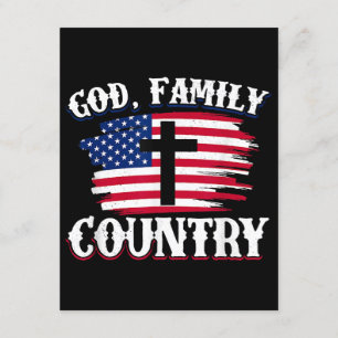 God Family Country American Flag Cross Christian P Enclosure Card