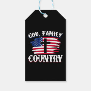 God Family Country American Flag Cross Christian P Gift Tags