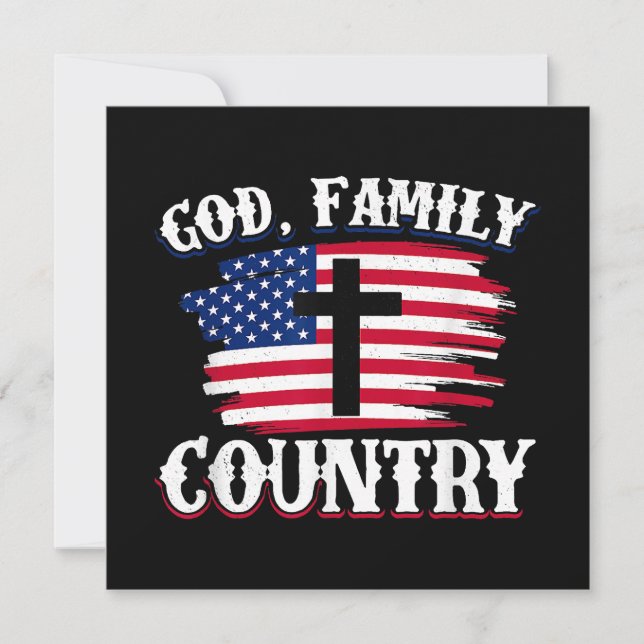 God Family Country American Flag Cross Christian P Invitation (Front)