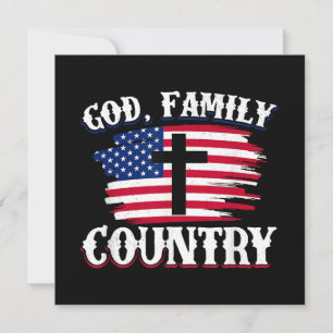 God Family Country American Flag Cross Christian P Invitation