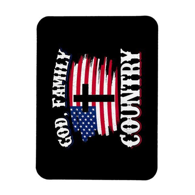 God Family Country American Flag Cross Christian P Magnet (Vertical)