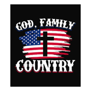 God Family Country American Flag Cross Christian P Photo Print