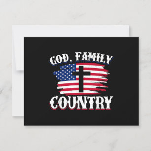 God Family Country American Flag Cross Christian P RSVP Card