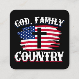 God Family Country American Flag Cross Christian P Square Business Card