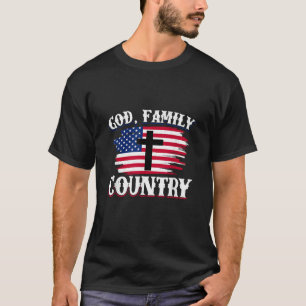 God Family Country American Flag Cross Christian P T-Shirt