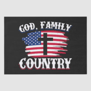 God Family Country American Flag Cross Christian P Tissue Paper