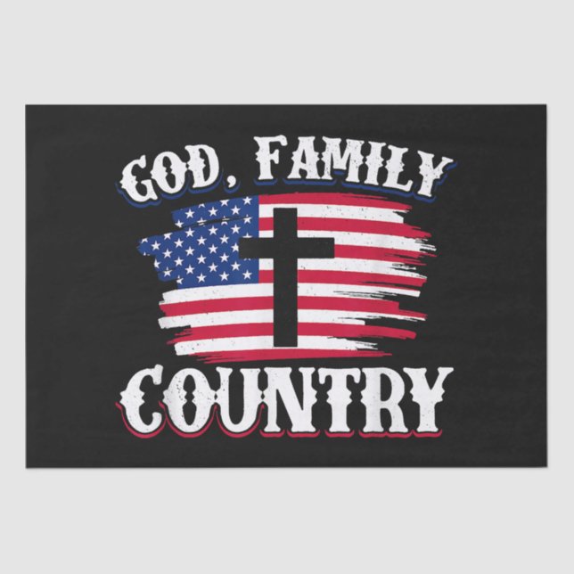 God Family Country American Flag Cross Christian P Tissue Paper (Front)