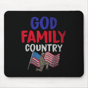 God Family Country American Soldier Us Flag Memori Mouse Mat