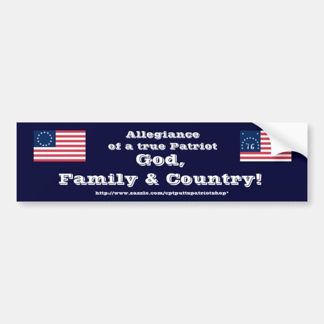 God, Family & Country! Bumper Sticker (Front)
