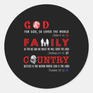 God Family Country  Classic Round Sticker