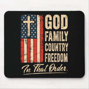 God Family Country Dom In That Order Usa Flag Chri Mouse Mat