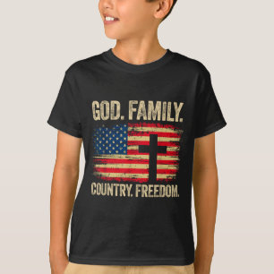 God Family Country Dom Usa Flag Cross T-Shirt
