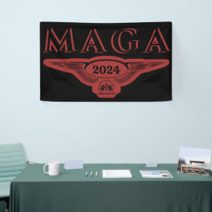 GOD FAMILY COUNTRY EAGLE WINGS TRUMP 2024 MAGA BANNER