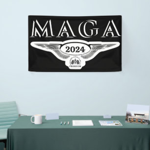 GOD FAMILY COUNTRY EAGLE WINGS TRUMP 2024 MAGA BANNER