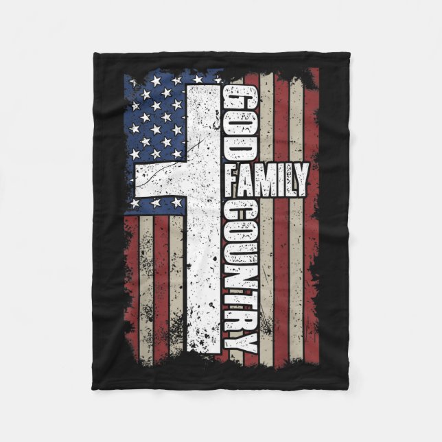 God Family Country  Fleece Blanket (Front)