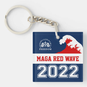 God Family Country Freedom 2022 MAGA Red Wave Key Ring