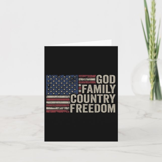 God Family Country Freedom - 4th July Usa Flag Chr Card (Front)