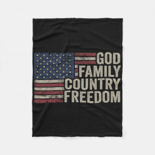 God Family Country Freedom - 4th July Usa Flag Chr Fleece Blanket