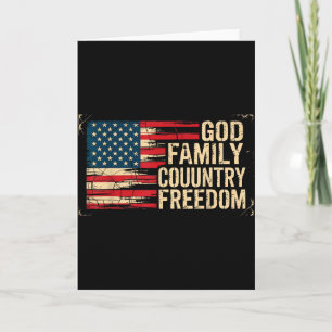 God Family Country Freedom Usa Flag Card